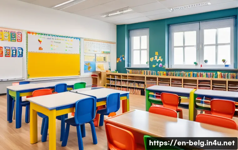 벨기에 유치원 시스템 - A vibrant and bustling 'kleuterschool' classroom in Belgium, filled with diverse toddlers aged