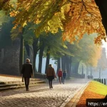 Home 22 벨기에 왈롱 지역 - A peaceful medieval town in Wallonia during early autumn, featuring narrow cobblestone streets lined...