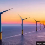Home 19 벨기에 재생 에너지 산업 - A panoramic view of Belgium’s North Sea offshore wind farm at sunset, featuring towering state-of-th...