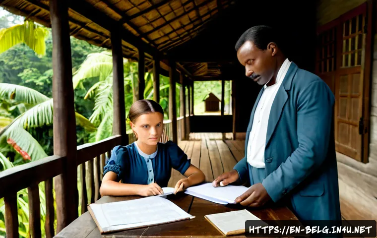 벨기에 콩고 식민지 역사 - Photorealistic historical reconstruction of Congo under Belgian colonial rule, a Congolese family st...